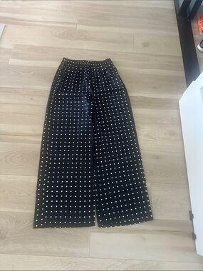 Black Polka-Dot Wide Leg Trousers